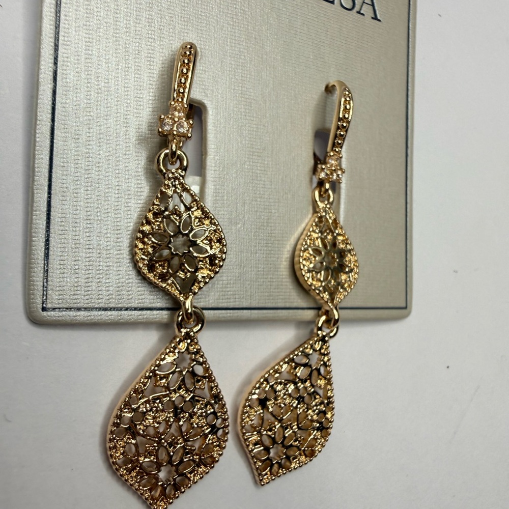 Delicate Filigree Drop Earrings - Rose Gold - Picture 5 of 5